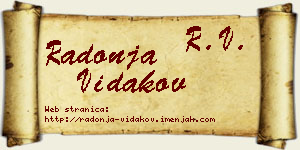 Radonja Vidakov vizit kartica
